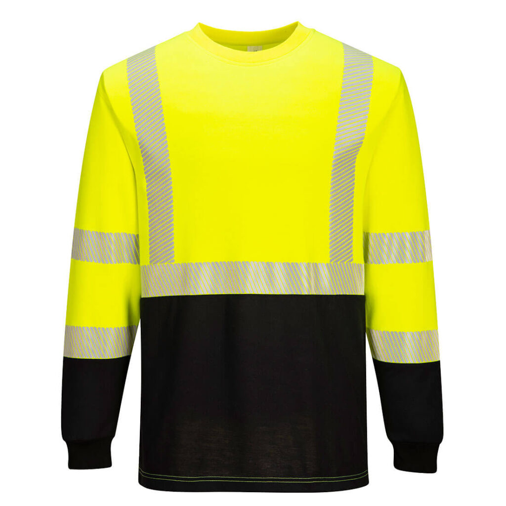 Portwest FR709 Hi-Vis Two Tone Flame Resistant Crew in Yellow/Black, front view