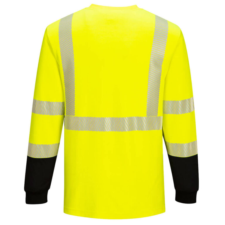 Portwest FR709 Hi-Vis Two Tone Flame Resistant Crew in Yellow/Black, back view