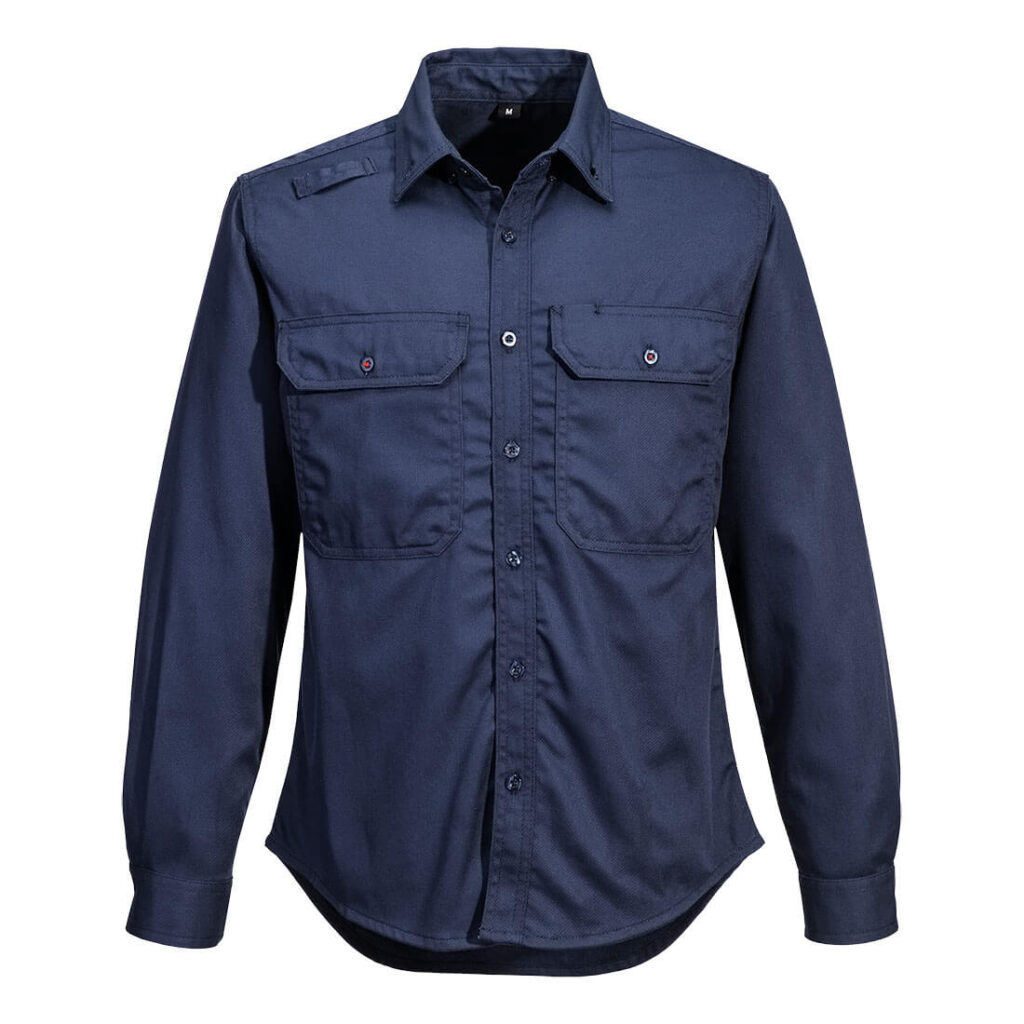 Portwest FR724 Women's Flame Resistant Shirt in Navy, front view