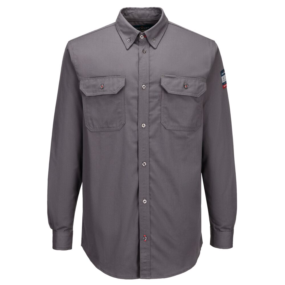 Portwest FR89 Flame Resistant Shirt in Grey, front view