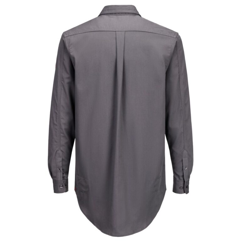Portwest FR89 Flame Resistant Shirt in Grey, Tall fit, back view