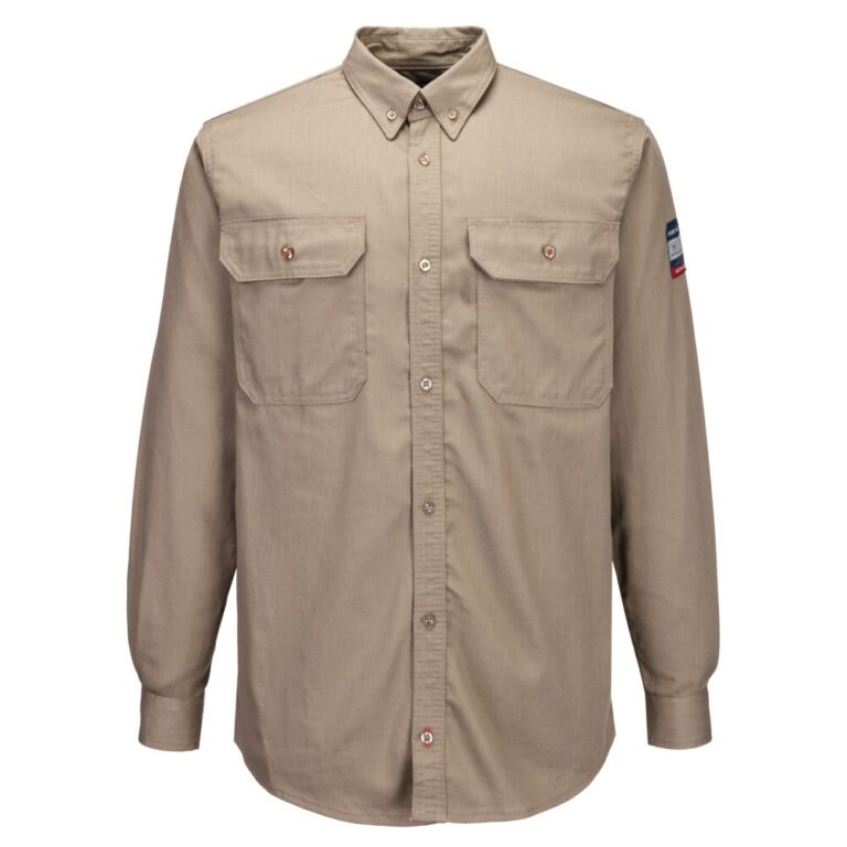Portwest FR89 Flame Resistant Shirt in Khaki, front view