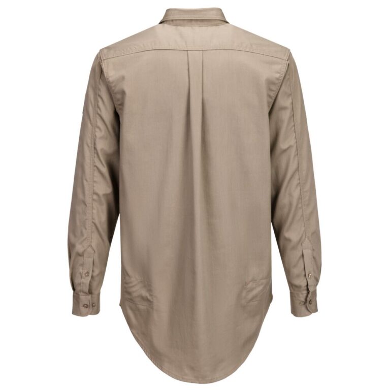 Portwest FR89 Flame Resistant Shirt in Khaki, back view