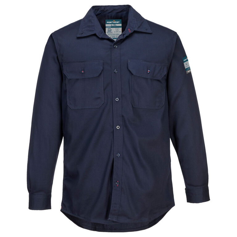 Portwest FR89 Flame Resistant Shirt in Navy, front view