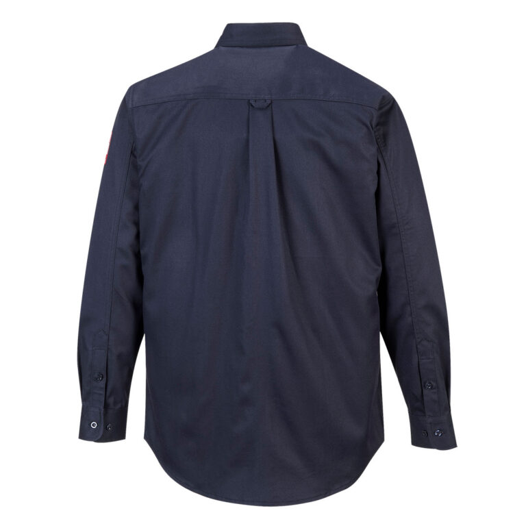 Portwest FR89 Flame Resistant Shirt in Navy, Tall fit, back view