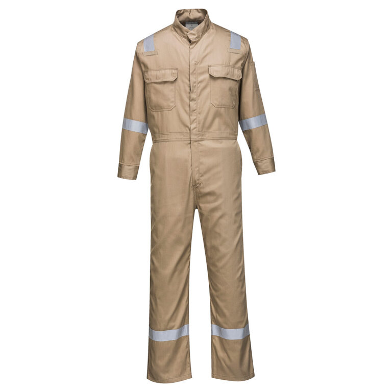 Portwest FR94 Lightweight Flame Resistant Coverall in Khaki, front view