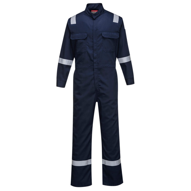 Portwest FR94 Lightweight Flame Resistant Coverall in Navy, Tall fit, front view