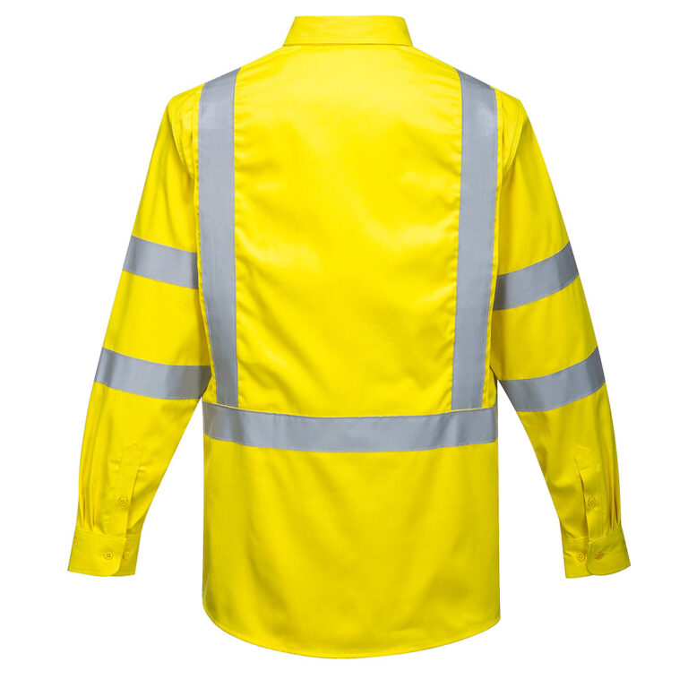 Portwest FR95 Hi-Vis Flame Resistant Shirt in Yellow, back view