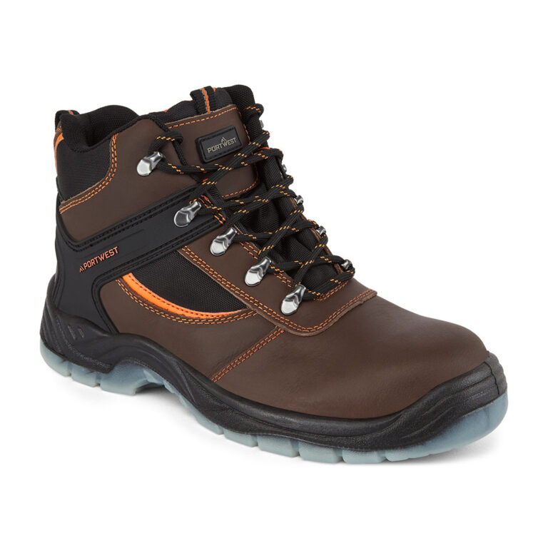 Portwest FW69 Steel Toe Leather Hiker Boot in Brown, front view