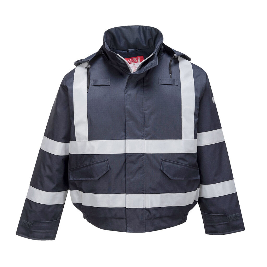 Portwest S783 Waterproof Insulated Flame Resistant Bomber Jacket in Navy, front view