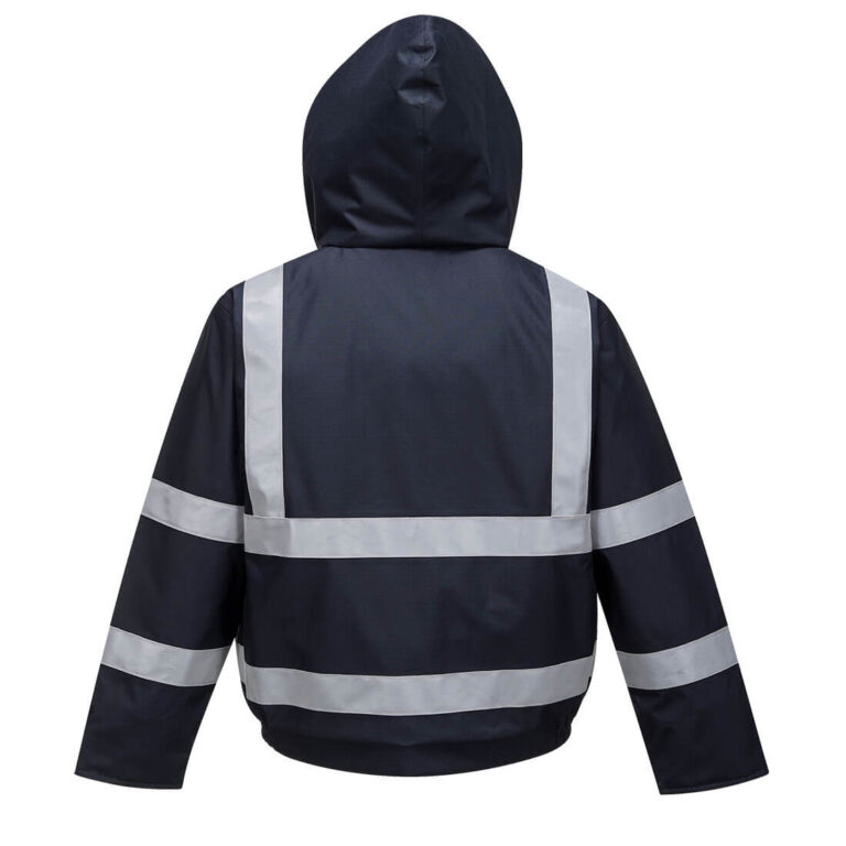 Portwest S783 Waterproof Insulated Flame Resistant Bomber Jacket in Navy, back view