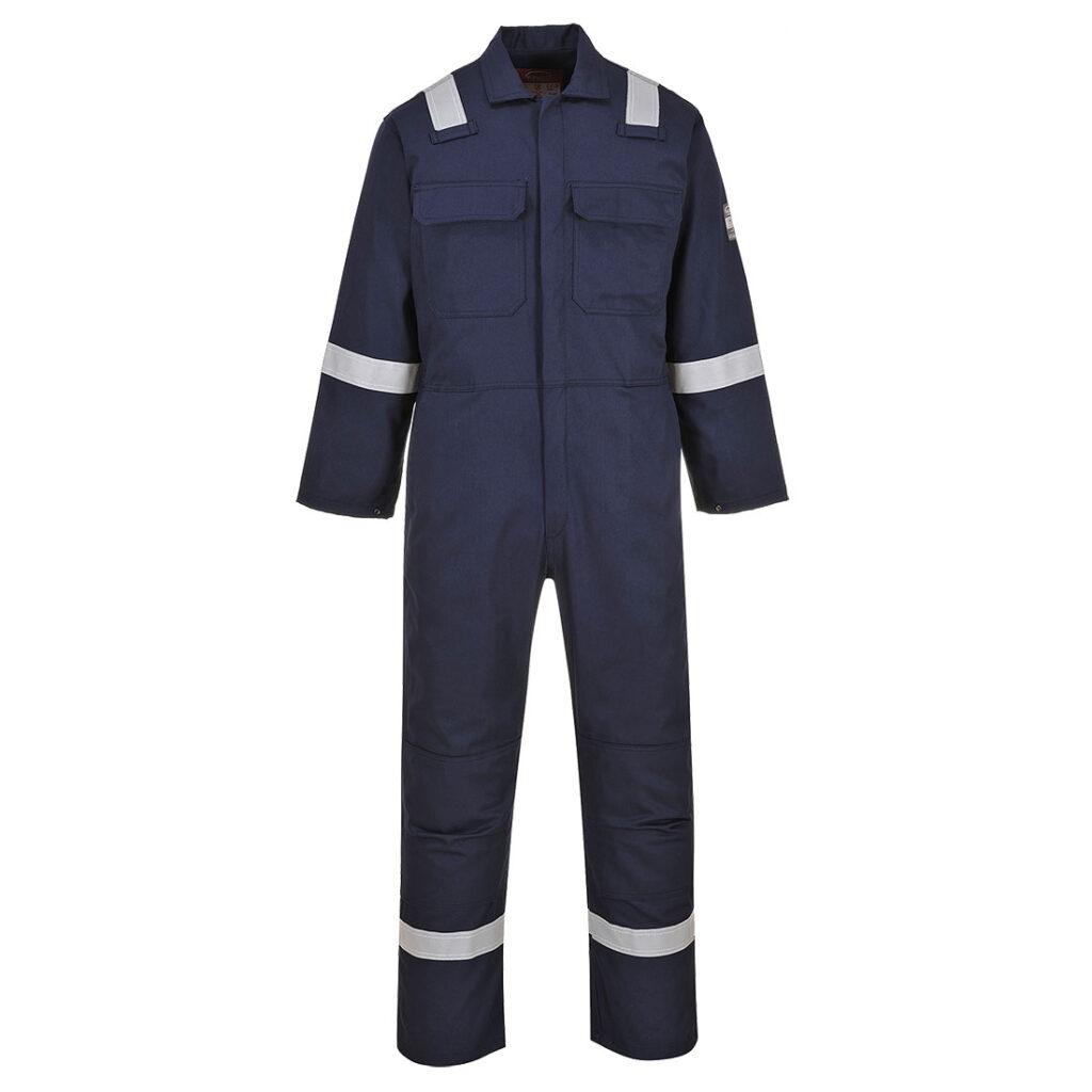 Portwest UBIZ5 Snap Front Flame Resistant Coverall in Navy, front view