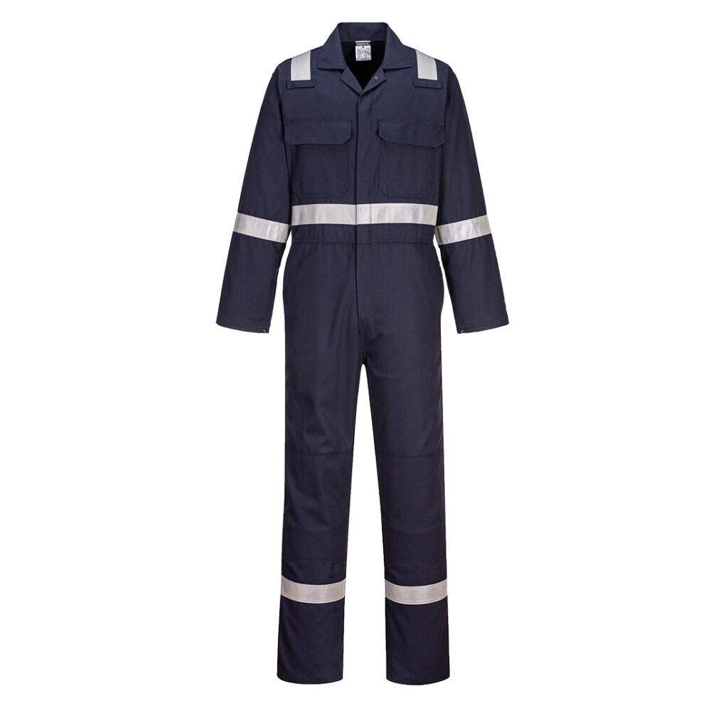 Portwest UBIZ8 Taped Flame Resistant Coverall in Navy, front view