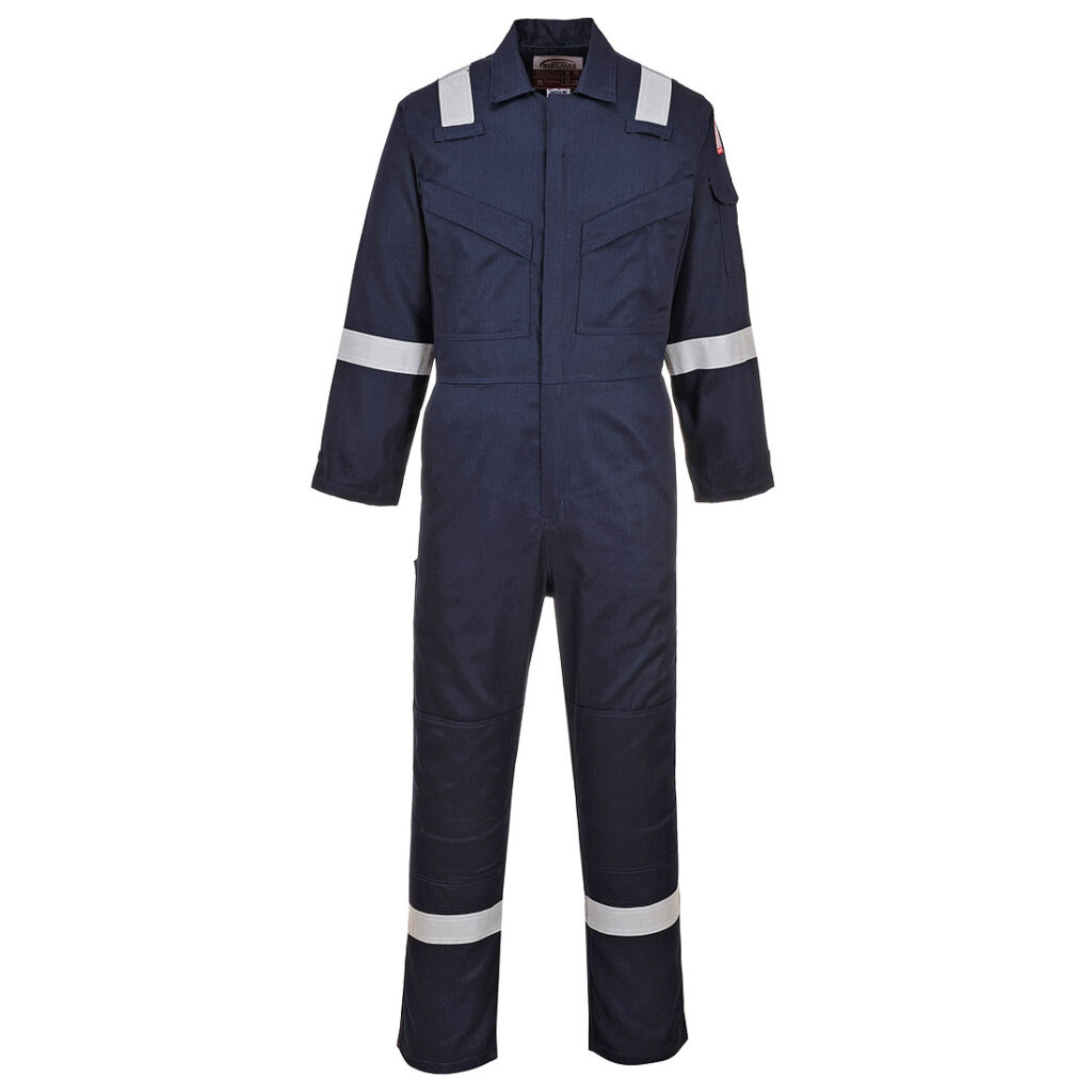 Portwest UFR21 Super Lightweight Anti-Static Flame Resistant Coverall in Navy, front view