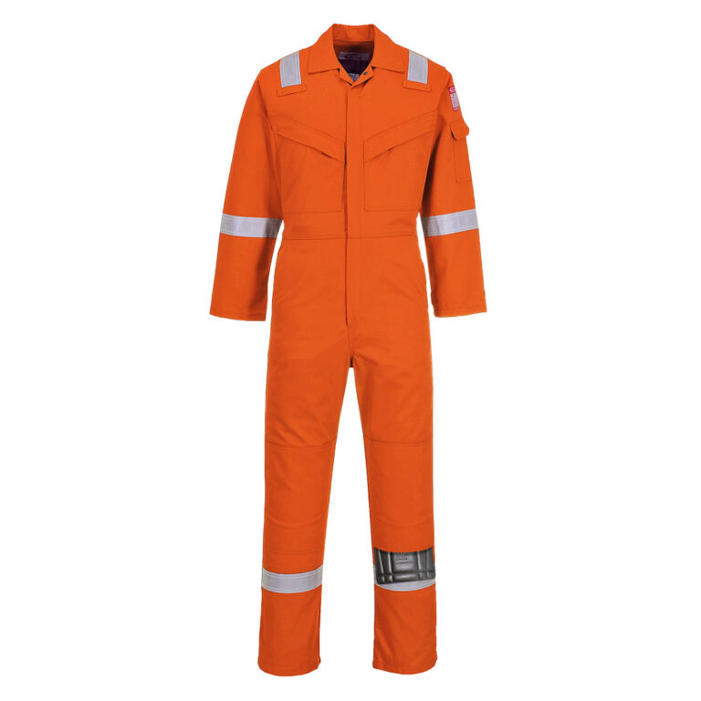 Portwest UFR21 Super Lightweight Anti-Static Flame Resistant Coverall in Orange, front view