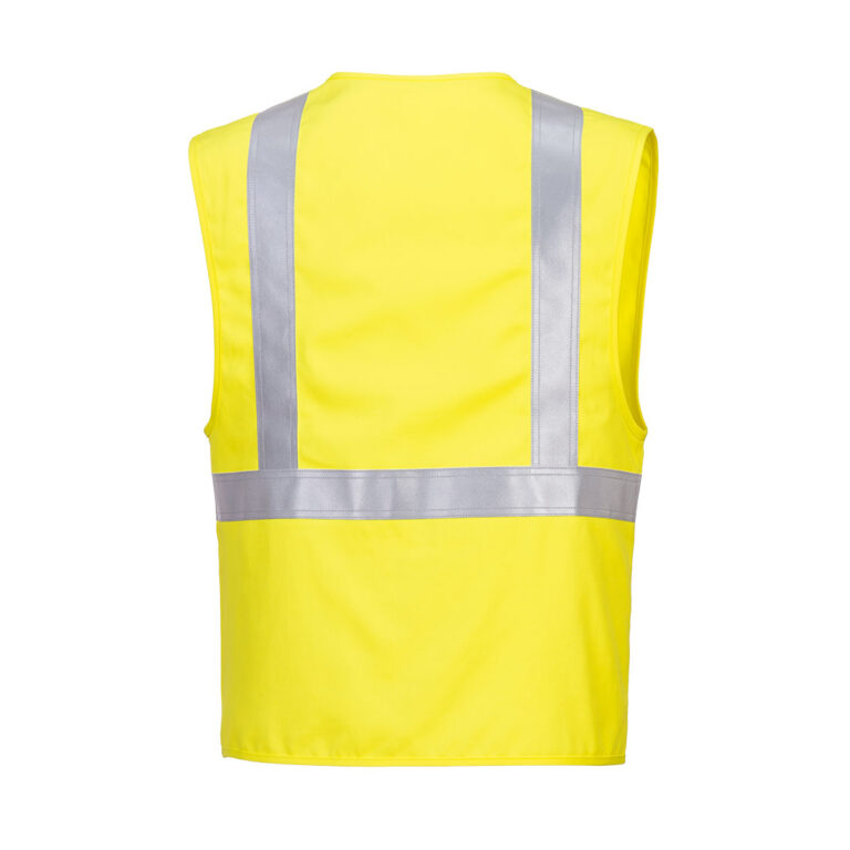 Portwest UFR23 Hi-Vis Flame Resistant Woven Vest in Yellow, back view