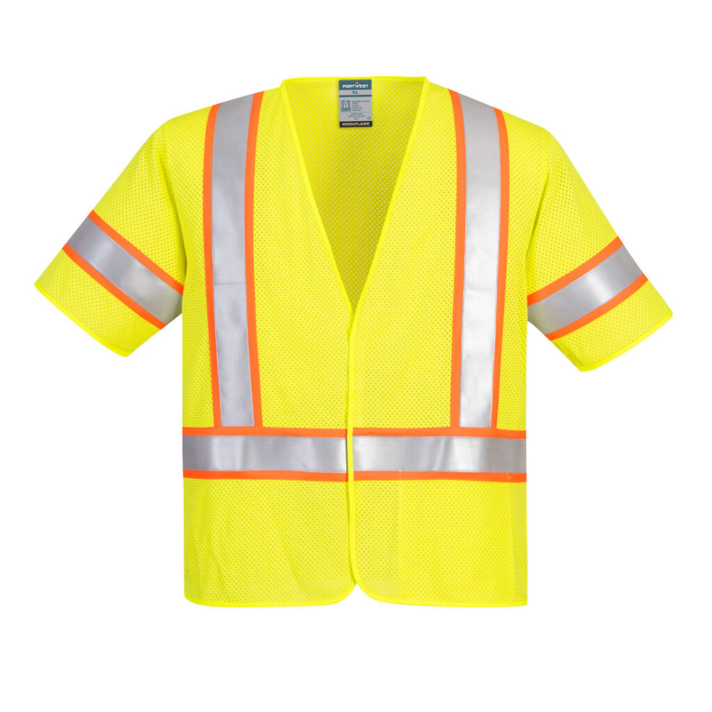 Portwest UFR24 Hi-Vis Class 3 Flame Resistant Mesh Vest in Yellow, front view