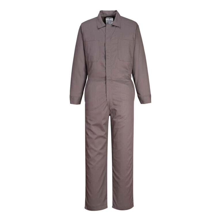 Portwest UFR87 Classic Flame Resistant Coverall in Grey, Tall fit, front view