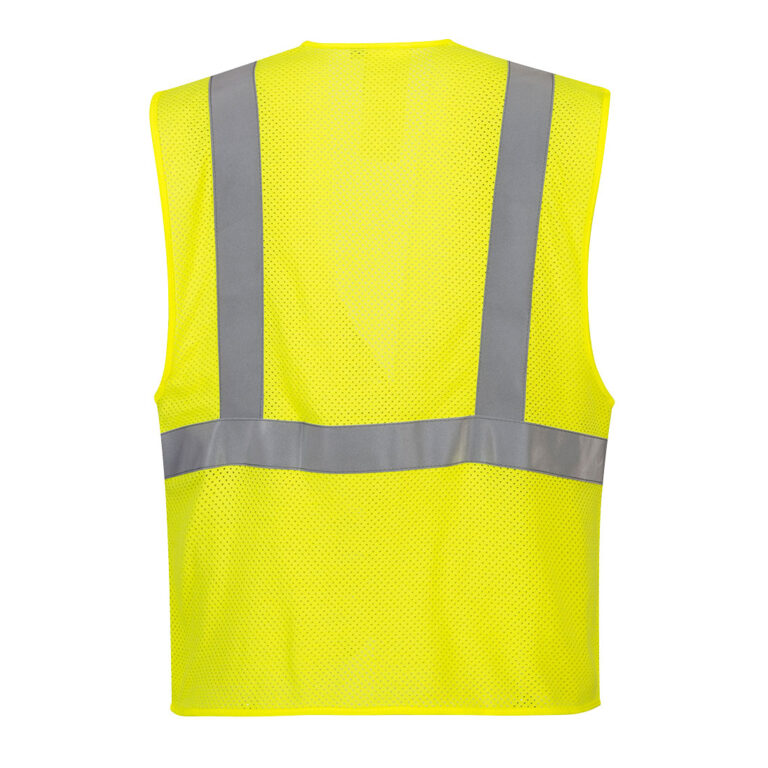 Portwest UMV21 Hi-Vis Arc Rated Flame Resistant Mesh Vest in Yellow, back view